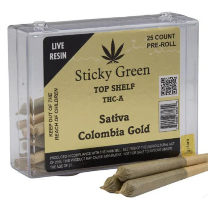Picture of STICKY GREEN TOP SHELF PREROLLS W/TUBES 25CT - SATIVA