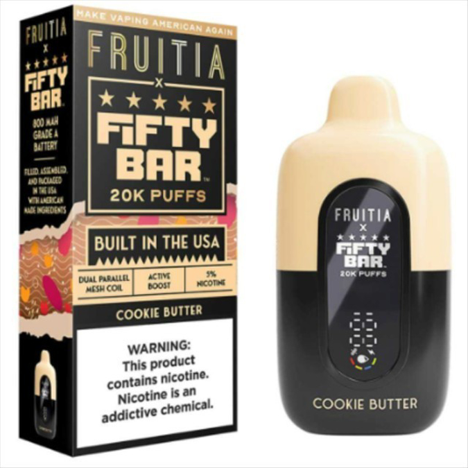 Picture of FIFTY BAR DISPOSABLE 20KPUFFS 5CT/BX - FRUITIA COOKIE BUTTER