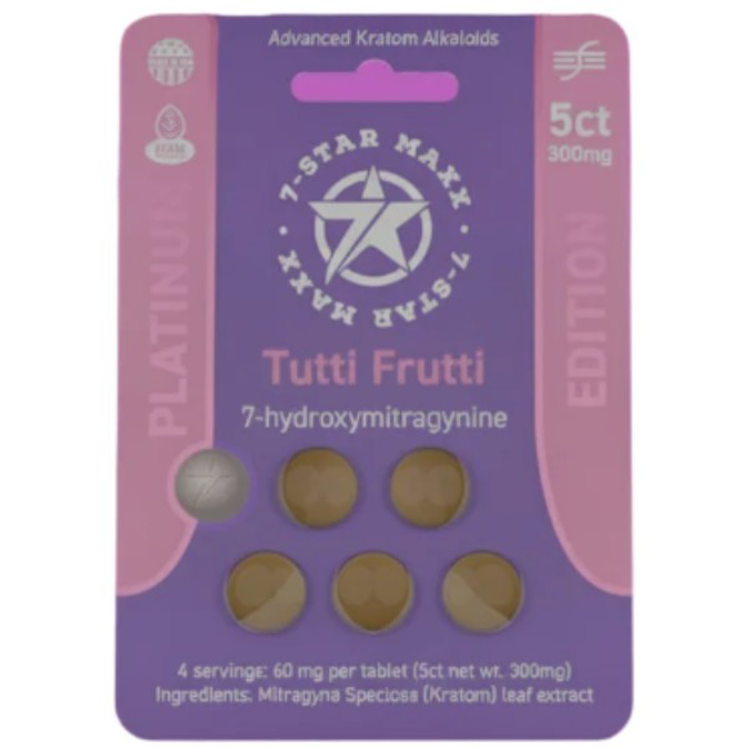 Picture of HYDROX - 7STAR MAXX TAB 60MG 5CT- TUTTI FRUTTI