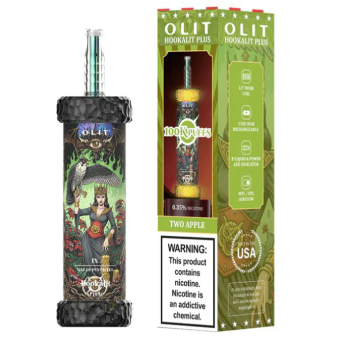 Picture of OLIT HOOKALIT PLUS DISPOSABLE 100K PUFF 5CT - TWO APPLE