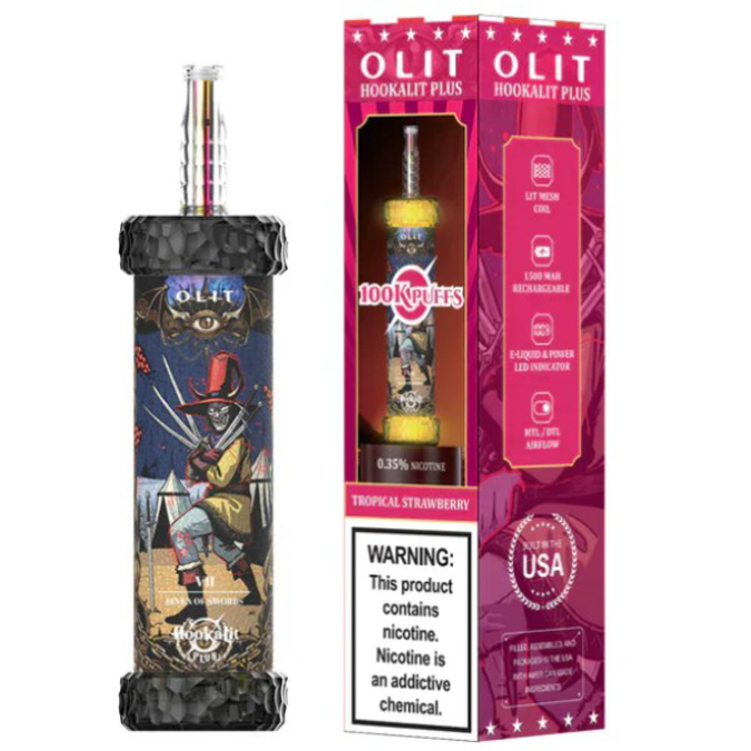 Picture of OLIT HOOKALIT PLUS DISPOSABLE 100K PUFF 5CT - TROPICAL STRAWBERRY