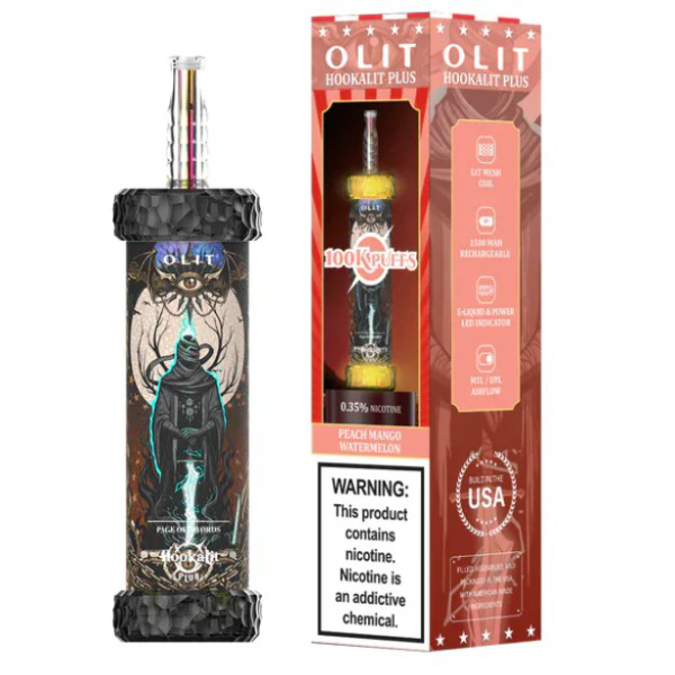 Picture of OLIT HOOKALIT PLUS DISPOSABLE 100K PUFF 5CT - PEACH MANGO WATERMELON