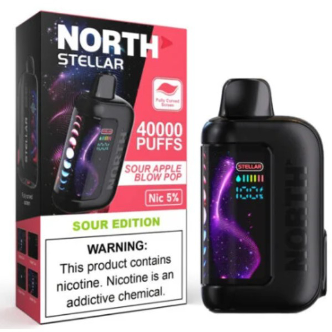 Picture of NORTH STELLAR SOUR EDITION DISPOSABLE 40K PUFF 5CT/BOX - SOUR APPLE BLOW POP