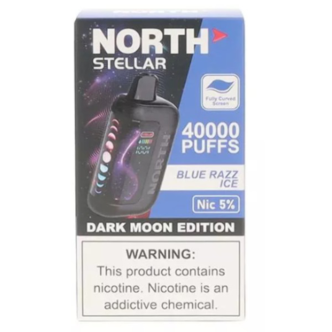 Picture of NORTH STELLAR DARK MOON EDITION DISPOSABLE 40K PUFF 5CT/BOX - BLUE RAZZ ICE