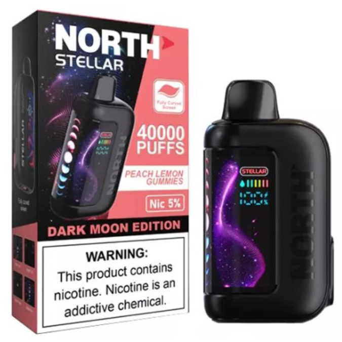 Picture of NORTH STELLAR DARK MOON EDITION DISPOSABLE 40K PUFF 5CT/BOX - PEACH LEMON GUMMIES