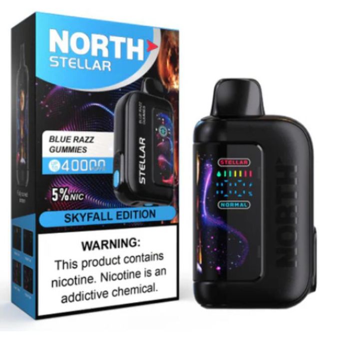 Picture of NORTH STELLAR SKYFALL EDITION DISPOSABLE 40K PUFF 5CT/BOX - BLUE RAZZ GUMMIES