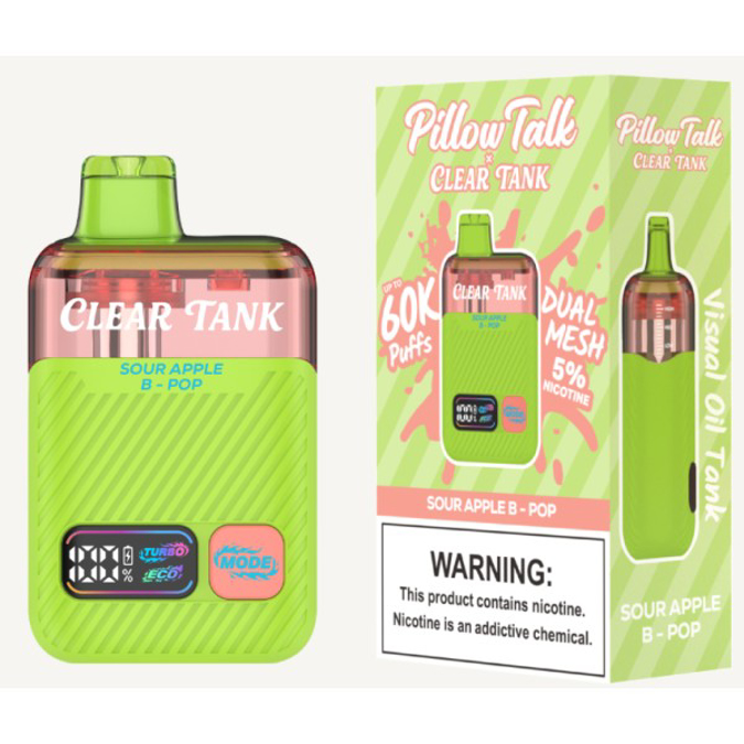 Picture of PILLOW TALK X CLEAR TANK DISPOSABLE 60K PUFF 5CT - SOUR APPLE B POP