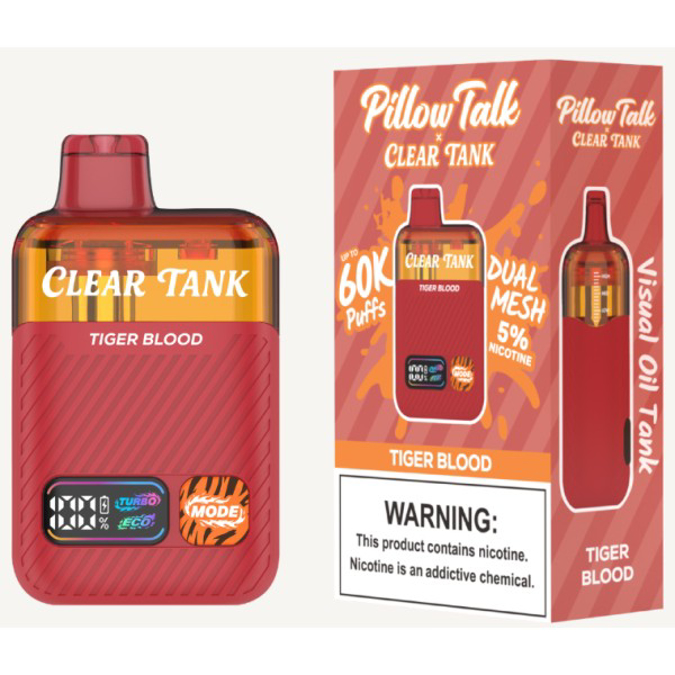 Picture of PILLOW TALK X CLEAR TANK DISPOSABLE 60K PUFF 5CT - TIGER BLOOD
