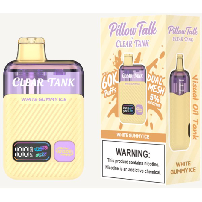 Picture of PILLOW TALK X CLEAR TANK DISPOSABLE 60K PUFF 5CT - WHITE GUMMY ICE