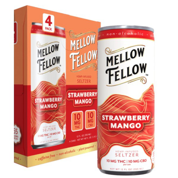 Picture of MELLOW FELLOW SELTZER THC CBD 10MG CAN 12OZ 4CT/BOX - STRAWBERRY MANGO
