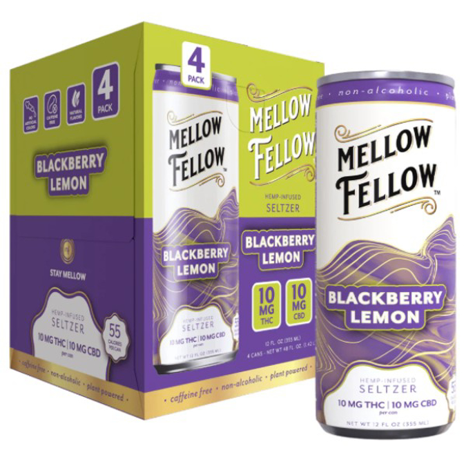 Picture of MELLOW FELLOW SELTZER THC CBD 10MG CAN 12OZ 4CT/BOX - BLACKBERRY LEMON