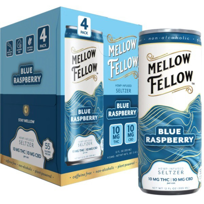 Picture of MELLOW FELLOW SELTZER THC CBD 10MG CAN 12OZ 4CT/BOX - BLUE RASPBERRY