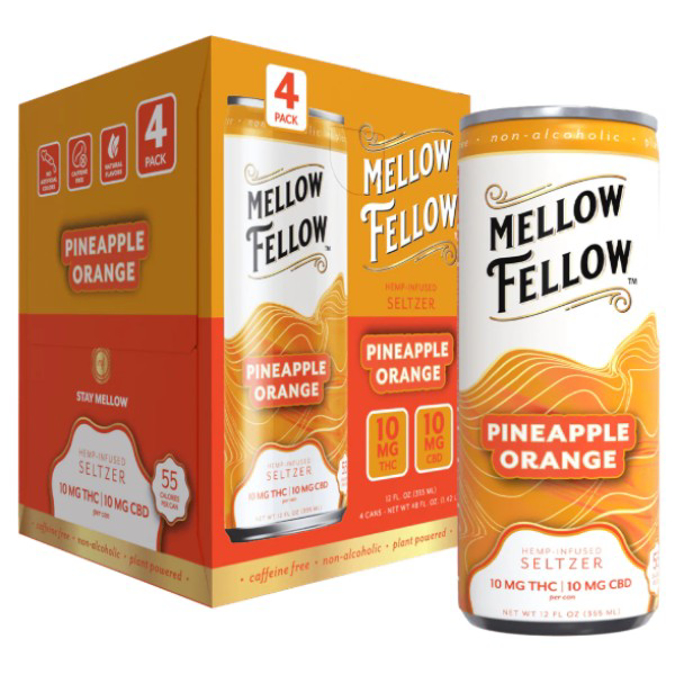 Picture of MELLOW FELLOW SELTZER THC CBD 10MG CAN 12OZ 4CT/BOX - PINEAPPLE ORANGE