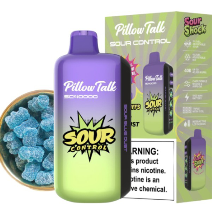 Picture of PILLOW TALK DISPOSABLE 40K PUFF 5CT/BOX - SOUR CONTROL SOUR BLUE DUST