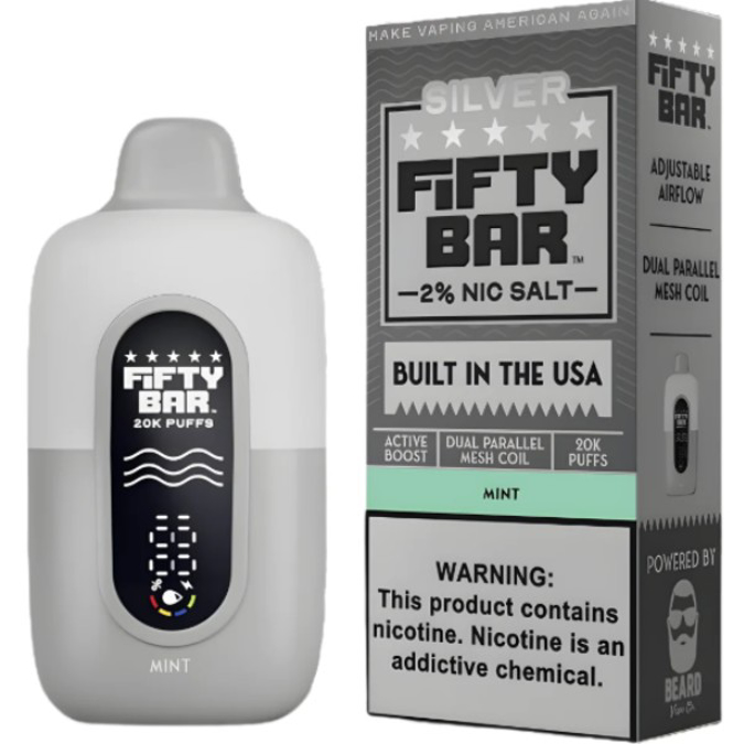 Picture of FIFTY BAR DISPOSABLE 20KPUFFS 5CT/BOX - SILVER MINT