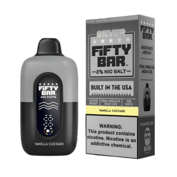 Picture of FIFTY BAR DISPOSABLE 20KPUFFS 5CT/BOX - SILVER VANILLA CUSTARD