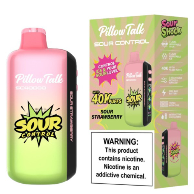 Picture of PILLOW TALK DISPOSABLE 40K PUFF 5CT/BOX - SOUR CONTROL SOUR STRAWBERRY