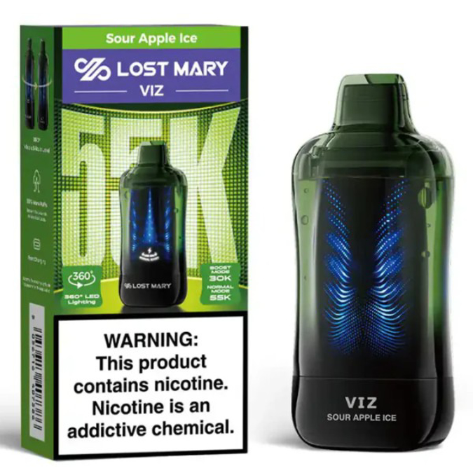 Picture of LOST MARY VIZ DISPOSABLE 55K PUFF 5CT/BOX - SOUR APPLE ICE
