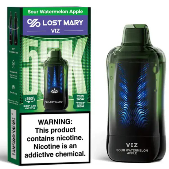 Picture of LOST MARY VIZ DISPOSABLE 55K PUFF 5CT/BOX - SOUR WATERMELON APPLE
