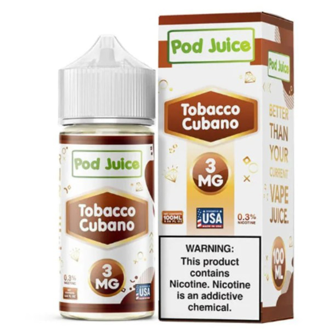 Picture of POD JUICE E JUICE 3MG 100ML - TOBACCO CUBANO