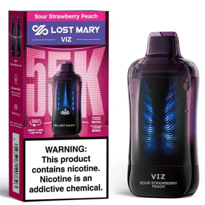Picture of LOST MARY VIZ DISPOSABLE 55K PUFF 5CT/BOX - SOUR STRAWBERRY PEACH