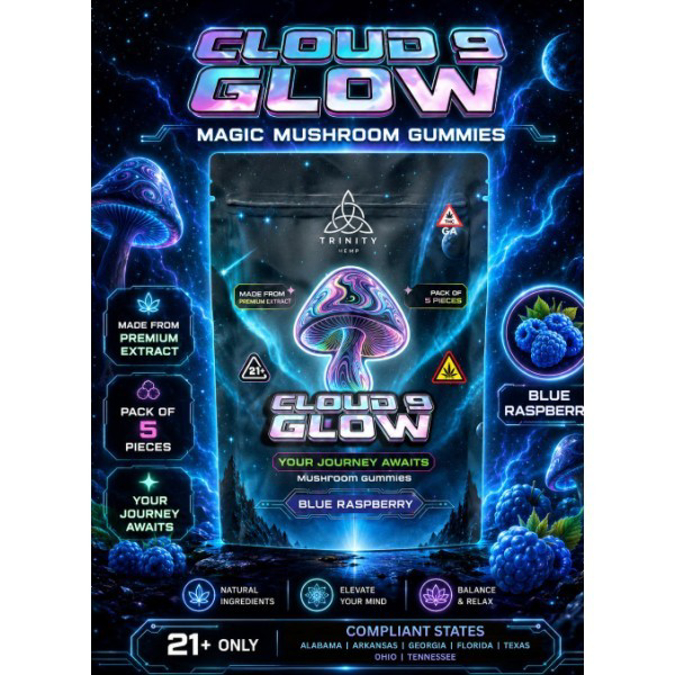 Picture of CLOUD 9 GLOW MUSHROOM GUMMIES 5CT - BLUE RASPBERRY