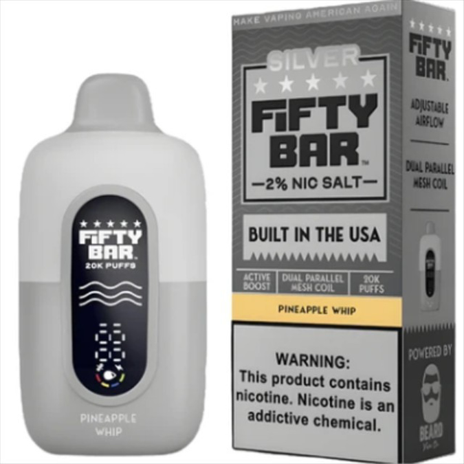 Picture of FIFTY BAR DISPOSABLE 20KPUFFS 5CT/BOX - SILVER PINEAPPLE WHIP
