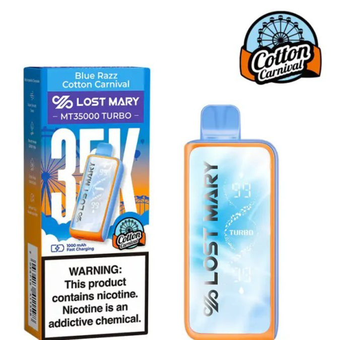 Picture of LOSTMARY TURBO DISPOSABLE MT35000 5CT - BLUE RAZZ COTTON CARNIVAL