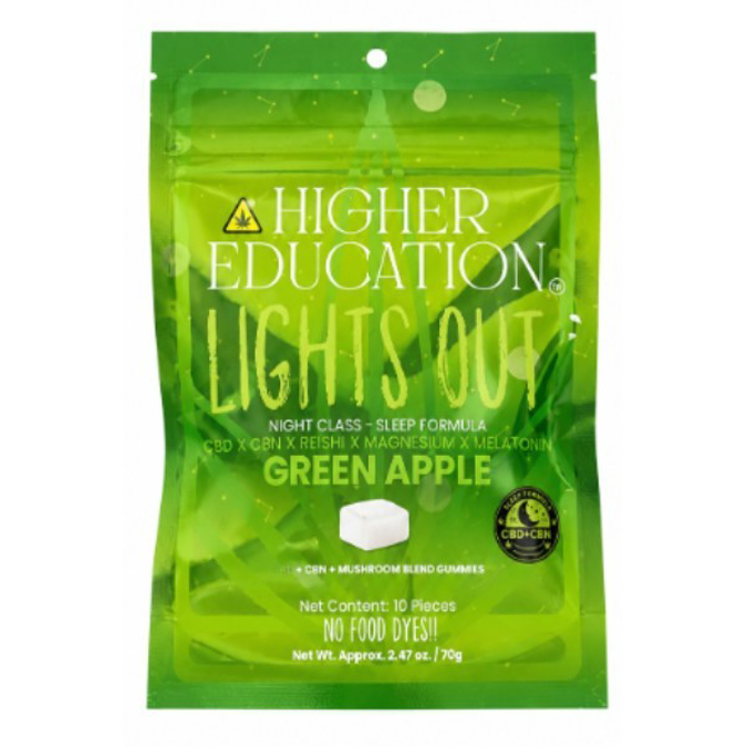Picture of HIGHER EDUCATION LIGHTS OUT GUMMIES 10CT - GREEN APPLE