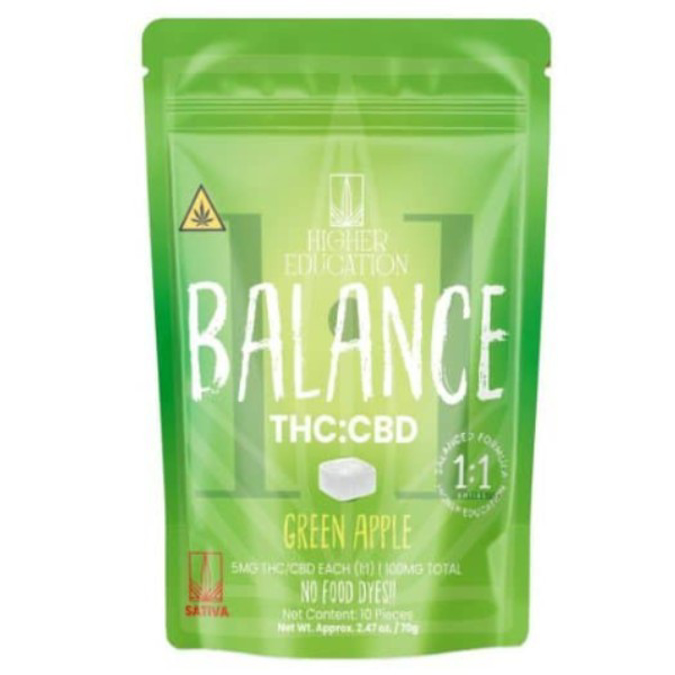 Picture of HIGHER EDUCATION BALANCE GUMMIES 10MG 10CT - GREEN APPLE