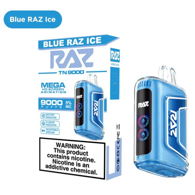 Picture of Raz Disposable Tn9000 Puffs 5ct/bx - Blue Raz Ice