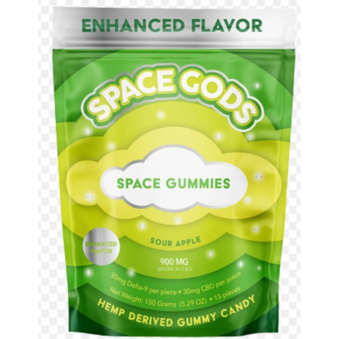 Picture of SPACE GODS SUPER SOUR GUMMIES 900MG 15CT - GREEN APPLE