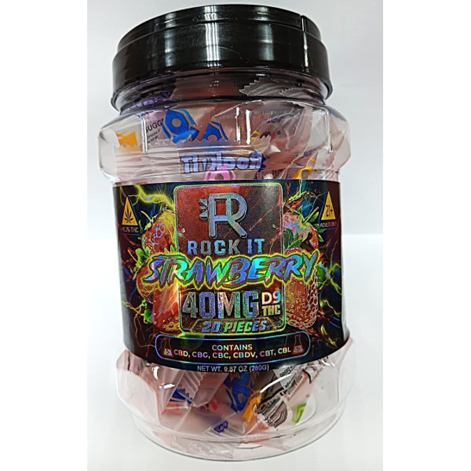 Picture of ROCK IT GUMMIES 40MG 20CT/JAR - STRAWBERRY
