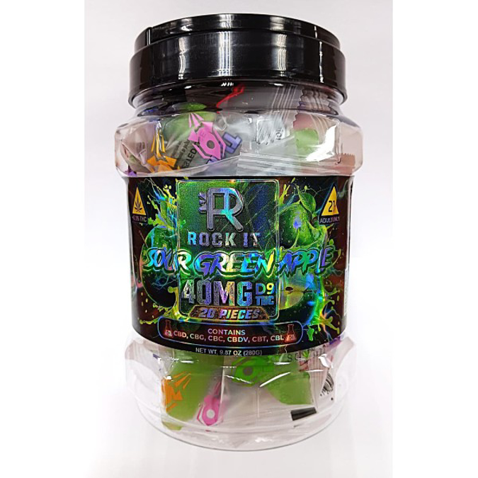 Picture of ROCK IT GUMMIES 40MG 20CT/JAR - SOUR GREEN APPLE