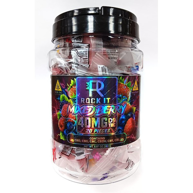 Picture of ROCK IT GUMMIES 40MG 20CT/JAR - MIXED BERRY