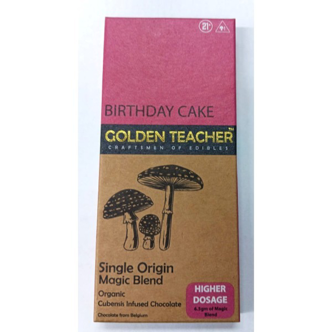 Picture of GOLDEN TEACHER MUSHROOM CHOCOLATE 6.5GM 1CT - BIRTHDAY CAKE
