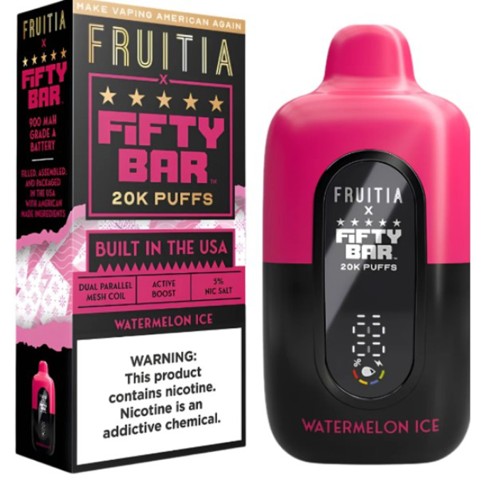 Picture of FIFTY BAR DISPOSABLE 20KPUFFS 5CT/BX - FRUITIA WATERMELON ICE
