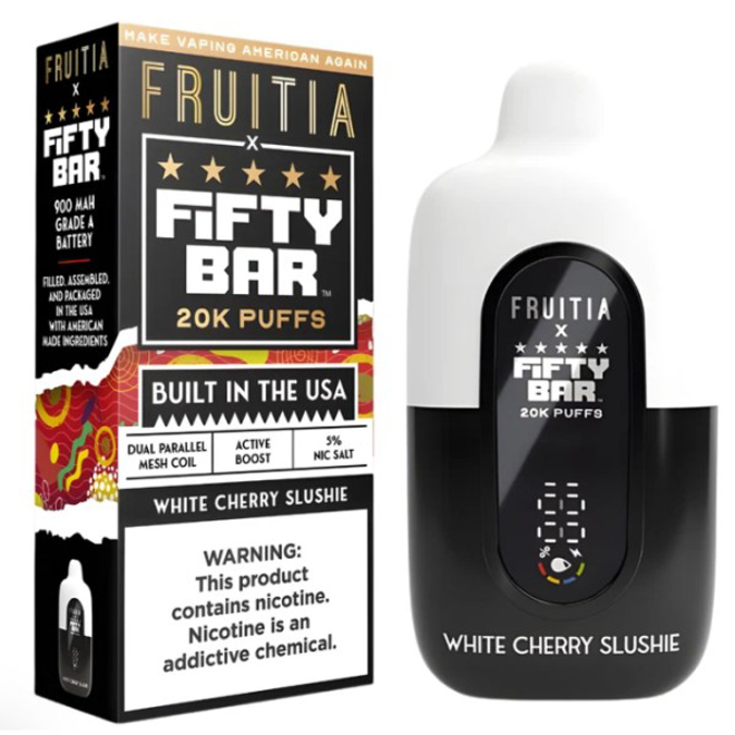 Picture of FIFTY BAR DISPOSABLE 20KPUFFS 5CT/BX - FRUITIA WHITE CHERRY SLUSHIE