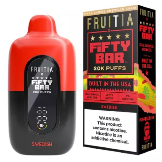 Picture of FIFTY BAR DISPOSABLE 20KPUFFS 5CT/BX - FRUITIA SWEDISH