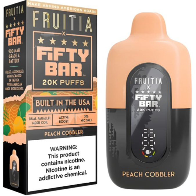 Picture of FIFTY BAR DISPOSABLE 20KPUFFS 5CT/BX - FRUITIA PEACH COBBLER