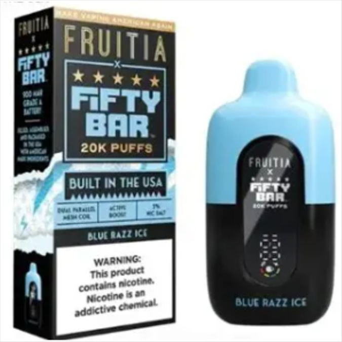Picture of FIFTY BAR DISPOSABLE 20KPUFFS 5CT/BX - FRUITIA BLUE RAZZ ICE