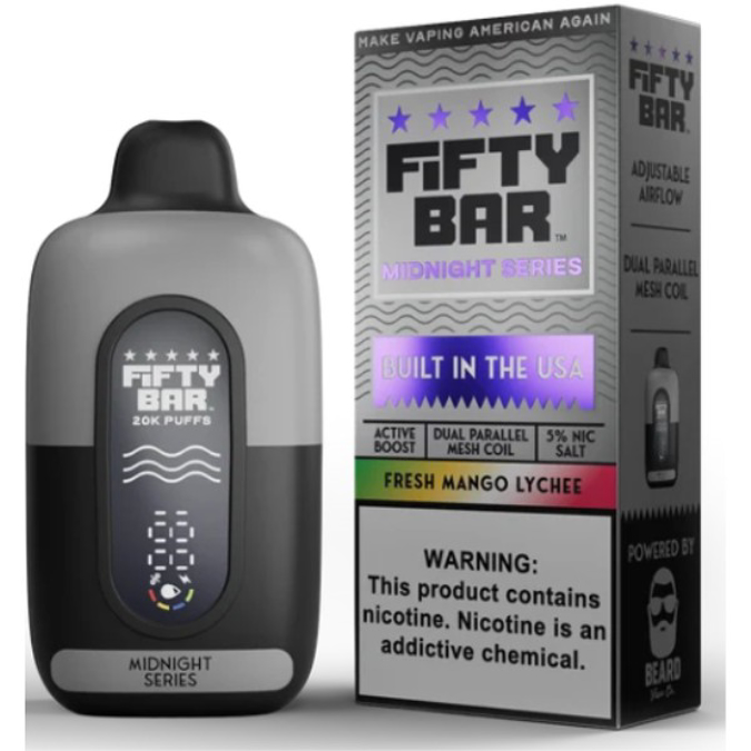 Picture of FIFTY BAR DISPOSABLE 20KPUFFS 5CT/BX - MNIGHT SERIES FRESH MANGO LYCHEE
