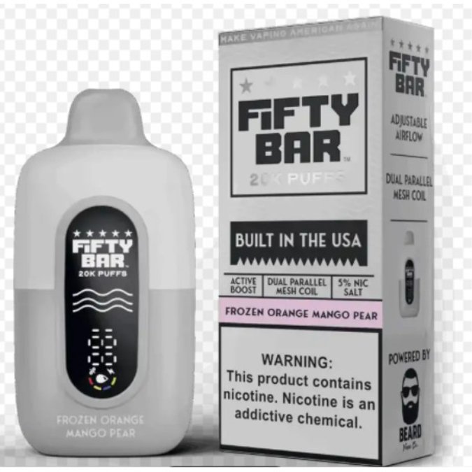 Picture of FIFTY BAR DISPOSABLE 20KPUFFS 5CT/BX - FROZEN ORANGE MANGO PEAR