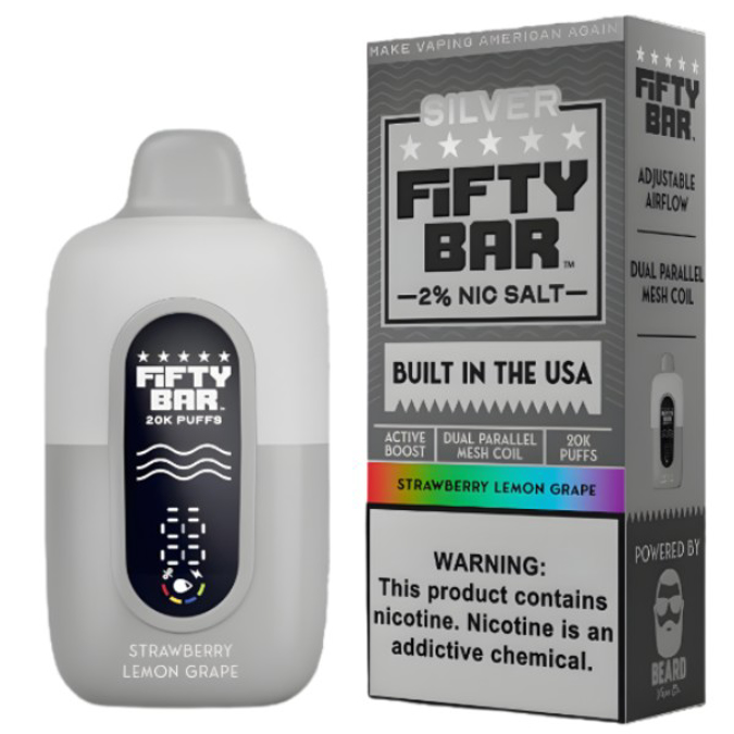 Picture of FIFTY BAR DISPOSABLE 20KPUFFS 5CT/BX - STRAWBERRY LEMON GRAPE