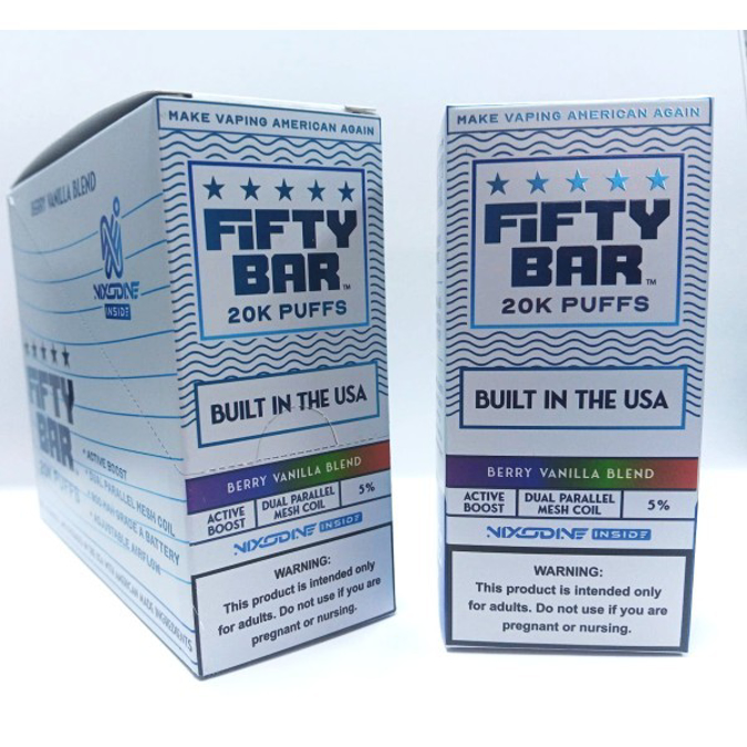 Picture of FIFTY BAR DISPOSABLE 20KPUFFS 5CT/BX - NIXODINE BERRY VANILLA BLEND