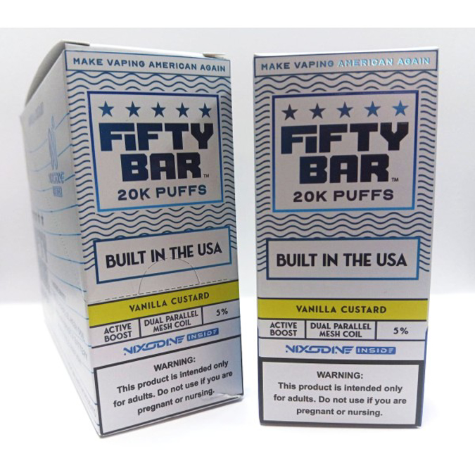 Picture of FIFTY BAR DISPOSABLE 20KPUFFS 5CT/BX - NIXODINE VANILLA CUSTARD