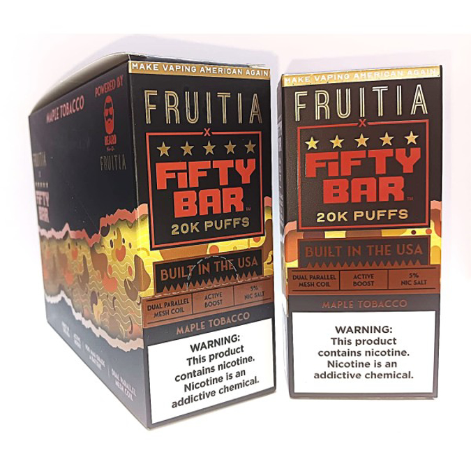 Picture of FIFTY BAR DISPOSABLE 20KPUFFS 5CT/BX - FRUITIA MAPLE TOBACCO