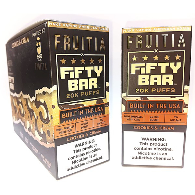 Picture of FIFTY BAR DISPOSABLE 20KPUFFS 5CT/BX - FRUITIA COOKIES N CREAM