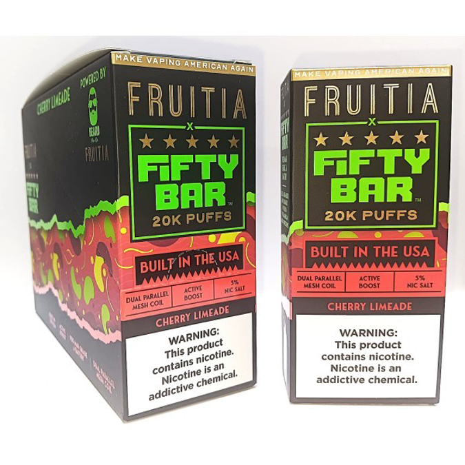 Picture of FIFTY BAR DISPOSABLE 20KPUFFS 5CT/BX - FRUITIA CHERRY LIMEADE
