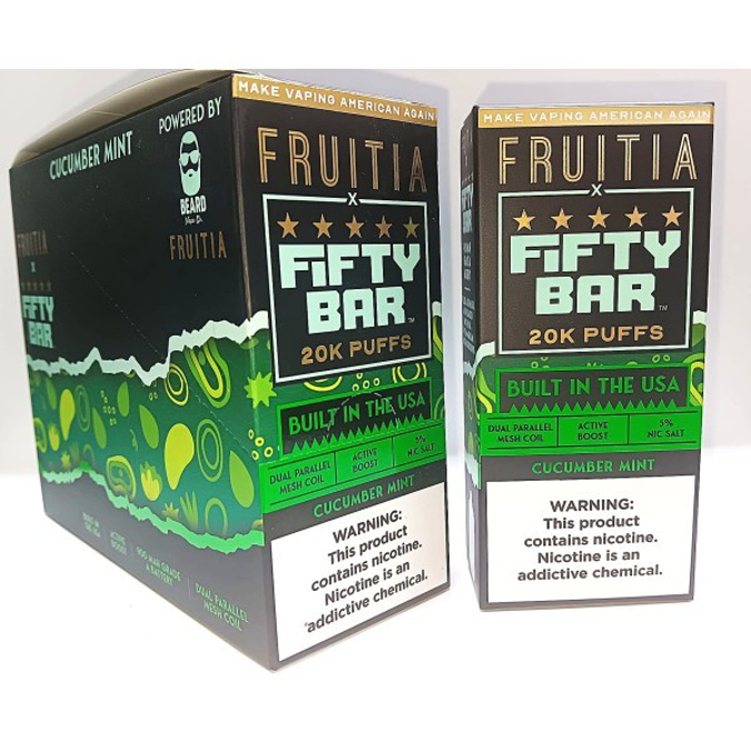 Picture of FIFTY BAR DISPOSABLE 20KPUFFS 5CT/BX - FRUITIA CUCUMBER MINT